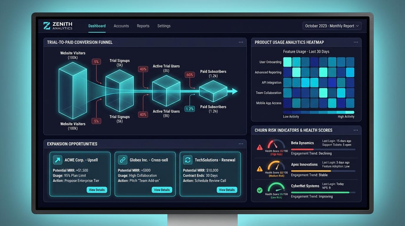 SaaS sales dashboard powered by Appendment AI